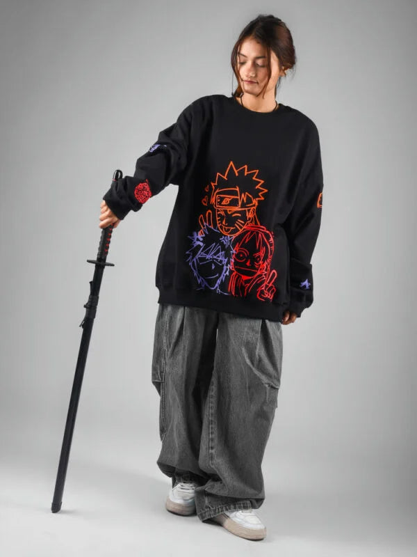 One Piece Naruto Bleach Oversized Sweatshirt