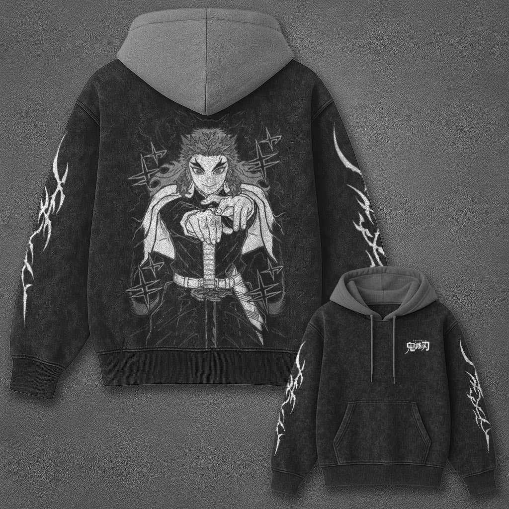 Demon Slayer Classic Oversized Black and Gray Washed T-Shirt