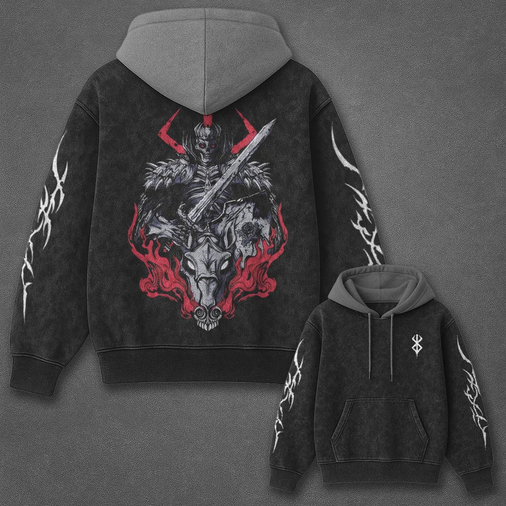 Berserk Classic Iconic Black and Gray Washed T-Shirt