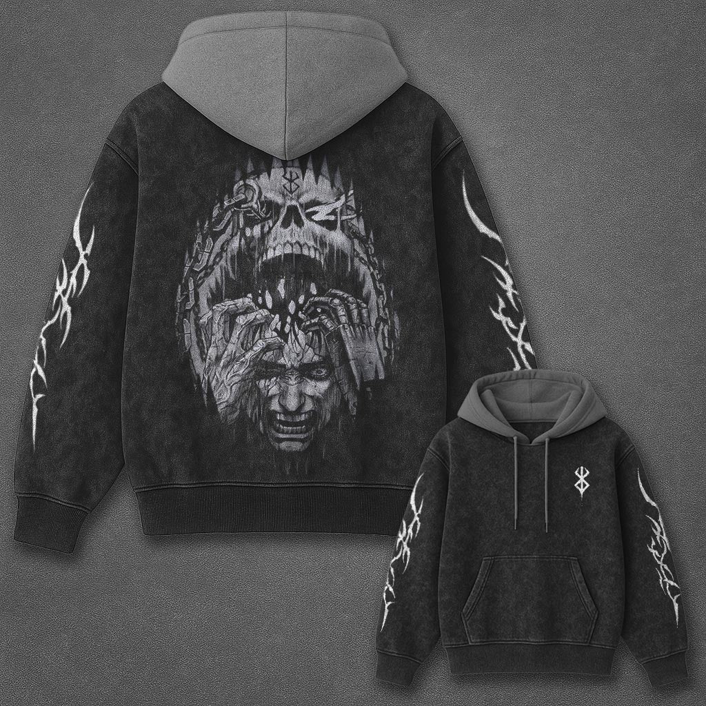 Berserk Classic Modern Black and Gray Washed T-Shirt