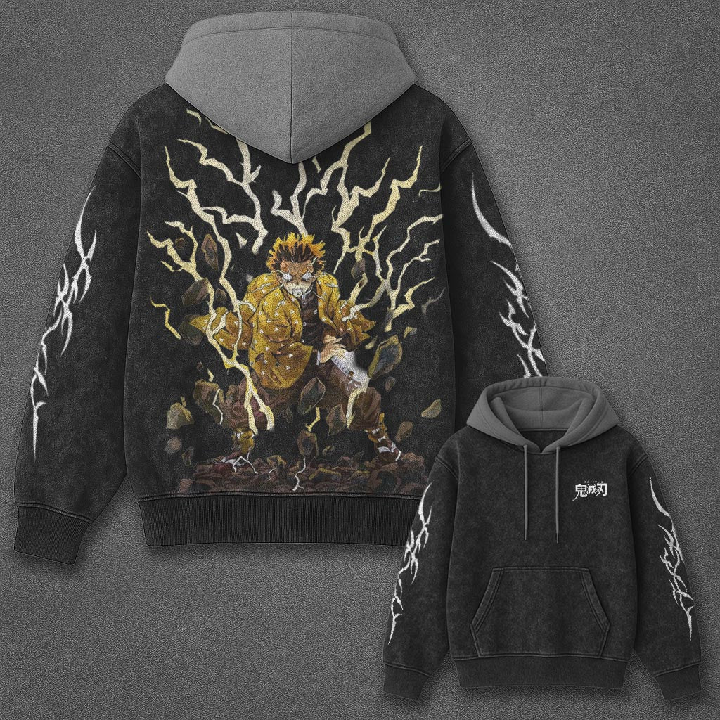 Demon Slayer Classic Timeless Black and Gray Washed T-Shirt