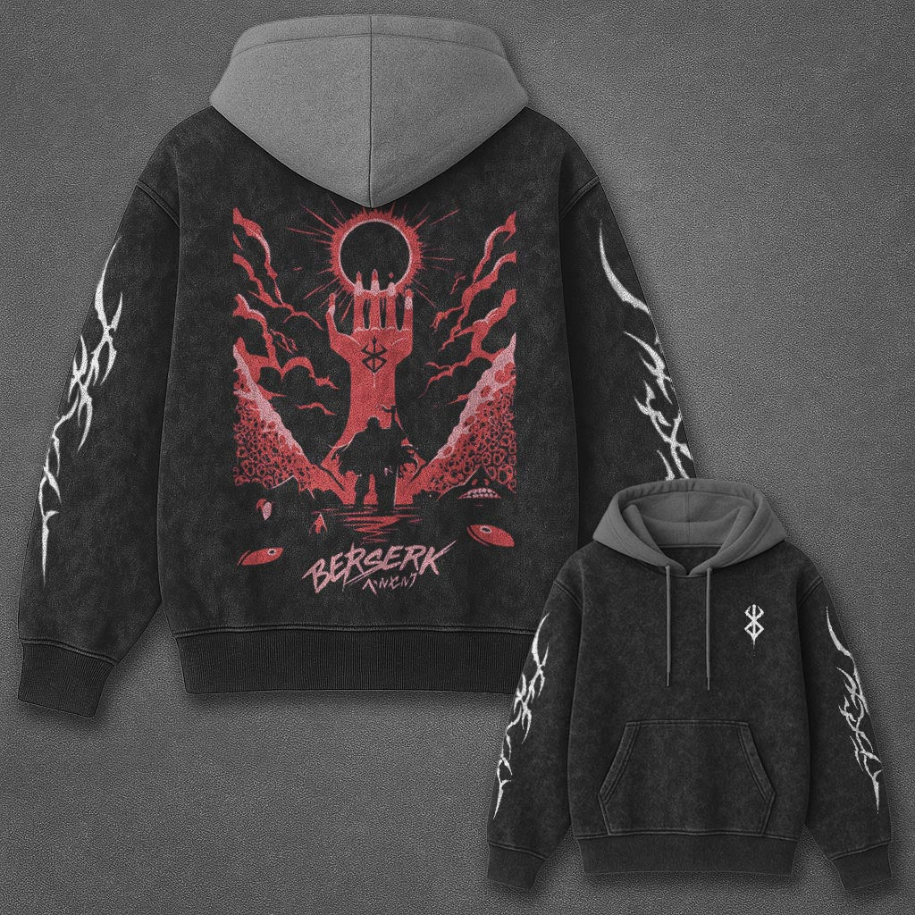 Berserk Classic Clean Black and Gray Washed T-Shirt