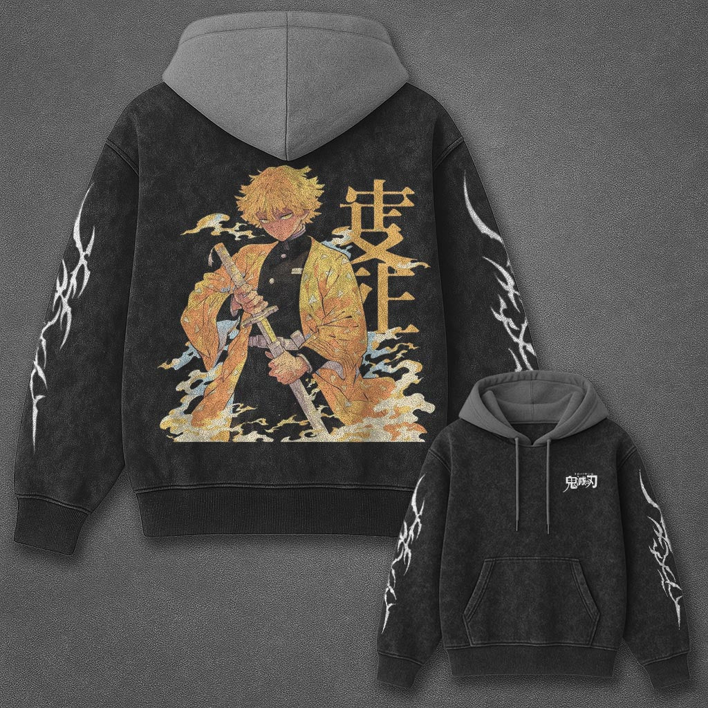 Demon Slayer Classic Bold Black and Gray Washed T-Shirt