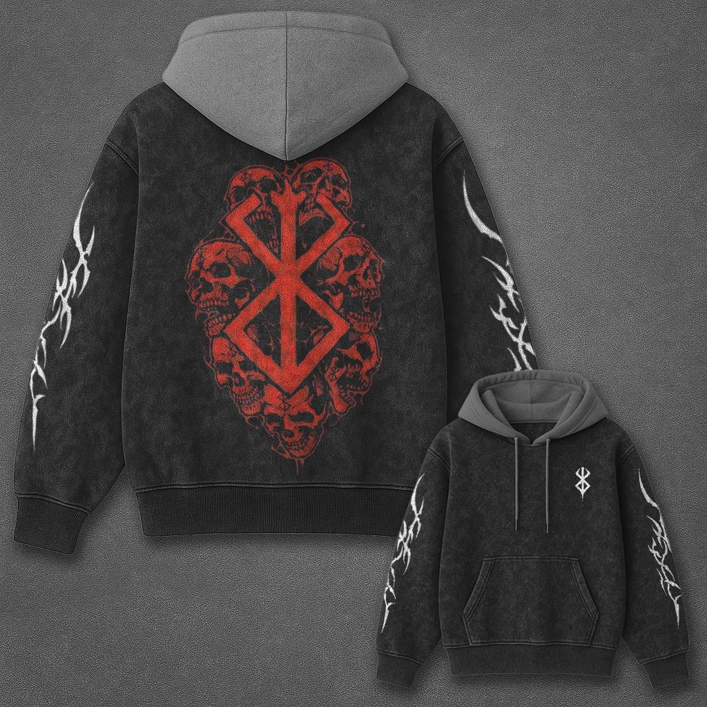 Berserk Classic Luxe Black and Gray Washed T-Shirt