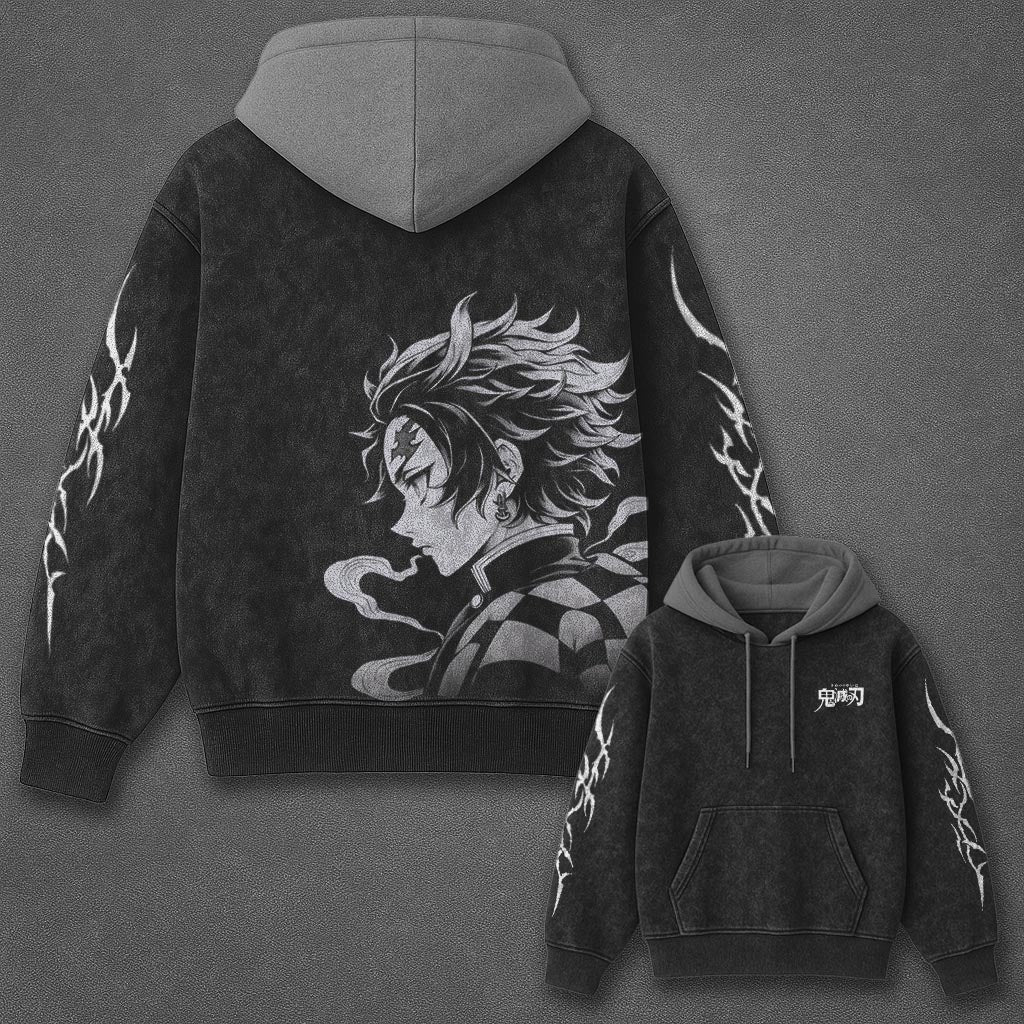 Demon Slayer Classic Signature Black and Gray Washed T-Shirt