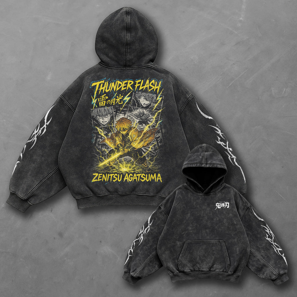 Demon Slayer Oversized Zenitsu Thunder Flash Hoodie