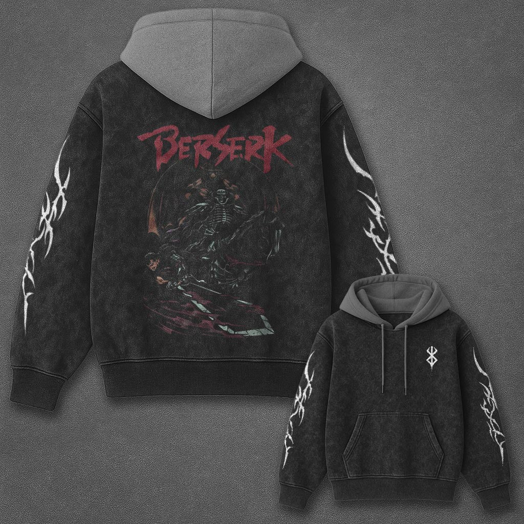 Berserk Classic Premium Black and Gray Washed T-Shirt