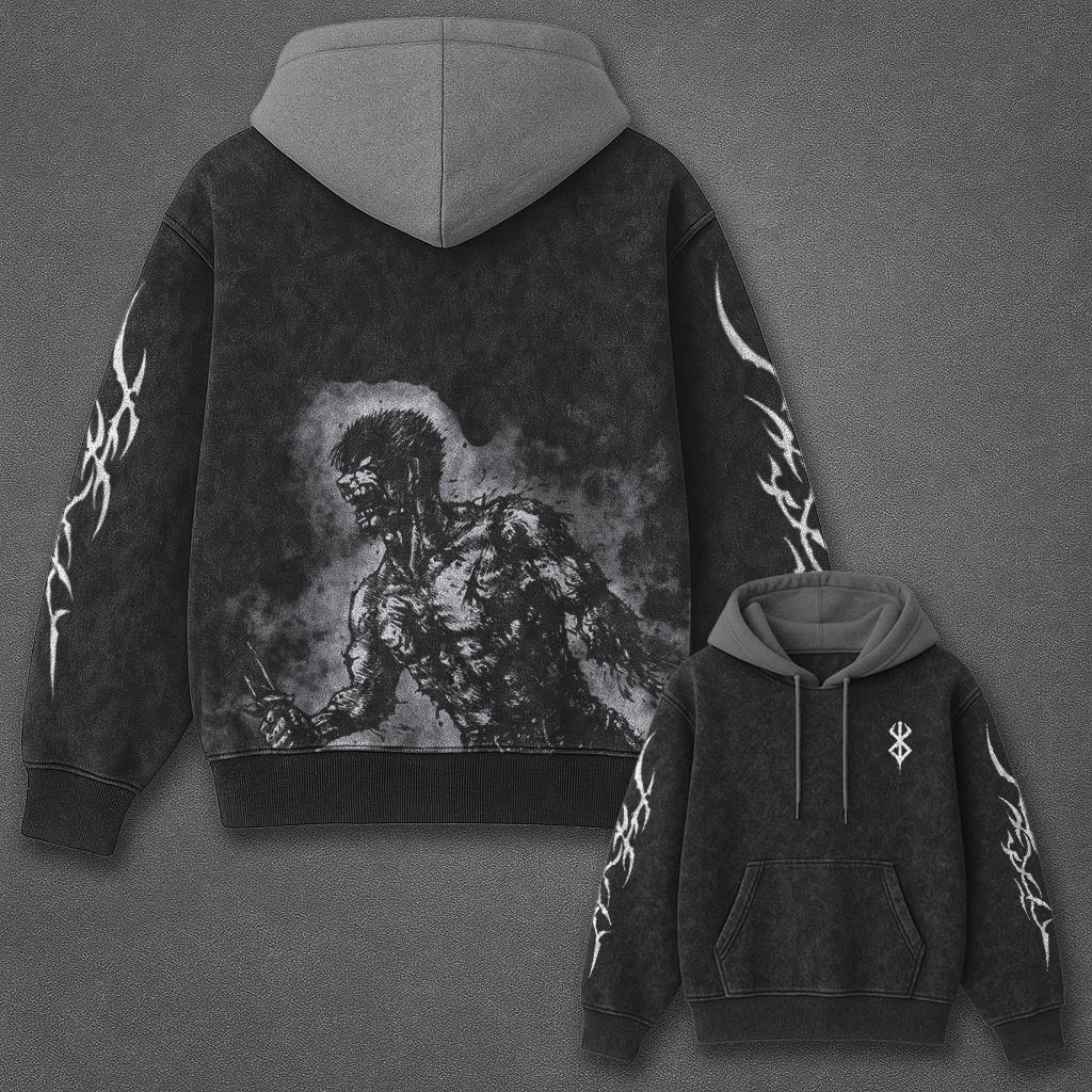 Berserk Classic Timeless Black and Gray Washed T-Shirt