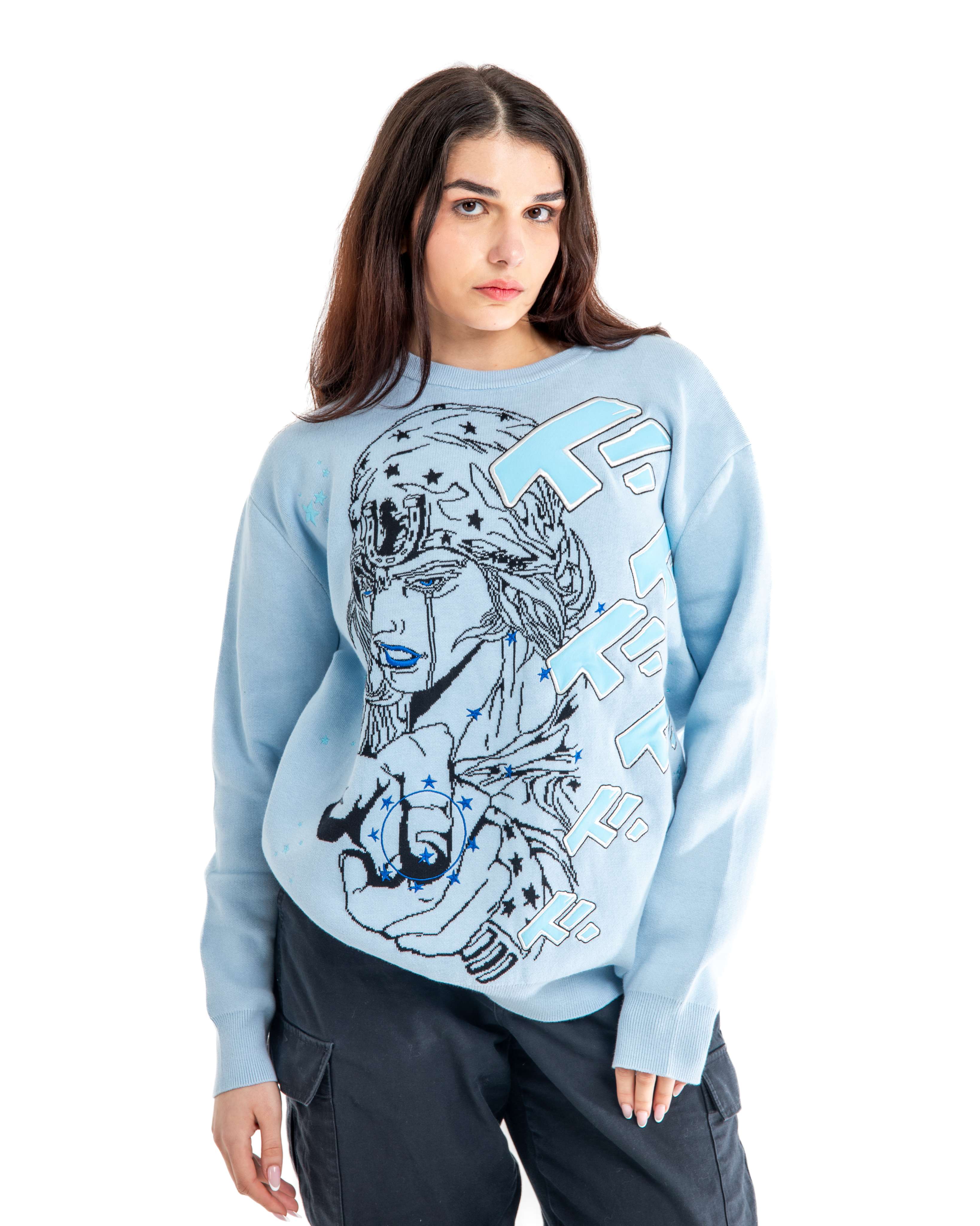 Jojo Light Blue Knit Sweatshirt