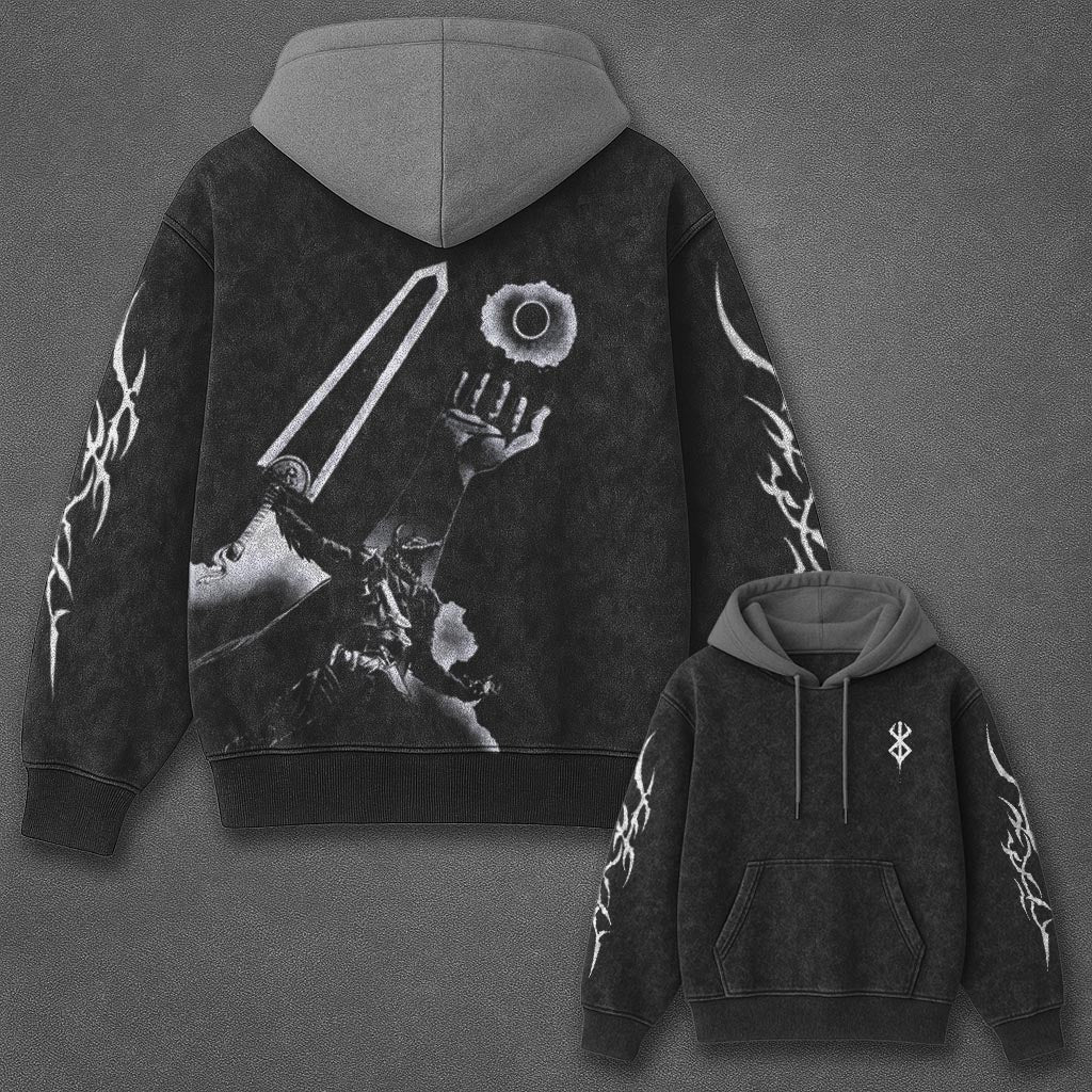 Berserk Classic Effortless Black and Gray Washed T-Shirt