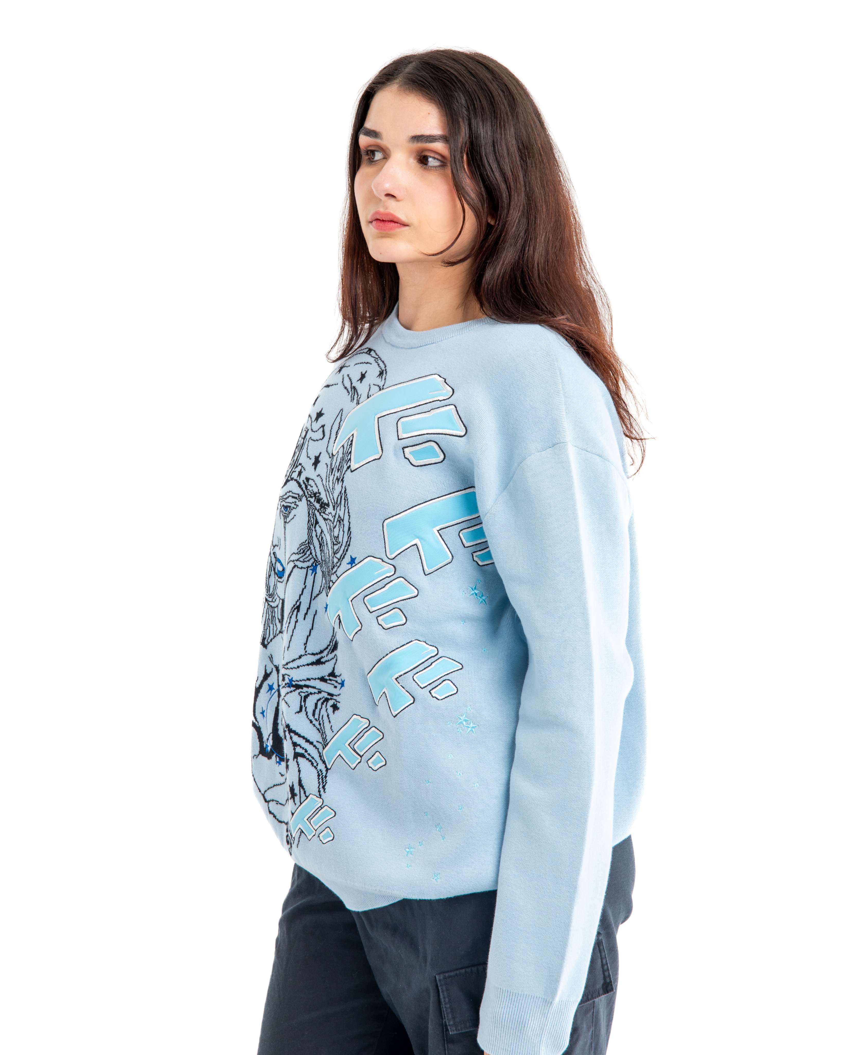 Jojo Light Blue Knit Sweatshirt
