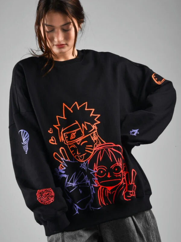 One Piece Naruto Bleach Oversized Sweatshirt
