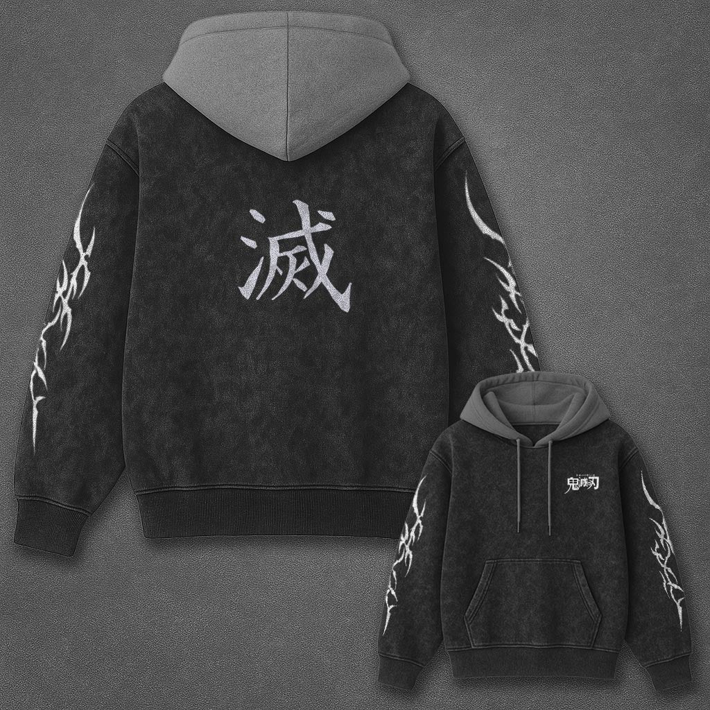 Demon Slayer Classic Premium Black and Gray Washed T-Shirt