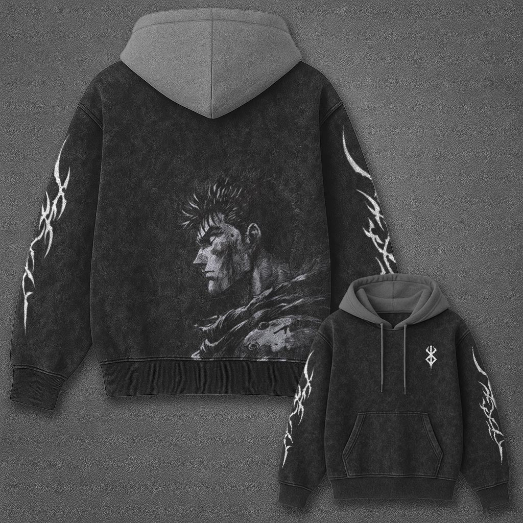 Berserk Classic Essential Black and Gray Washed T-Shirt