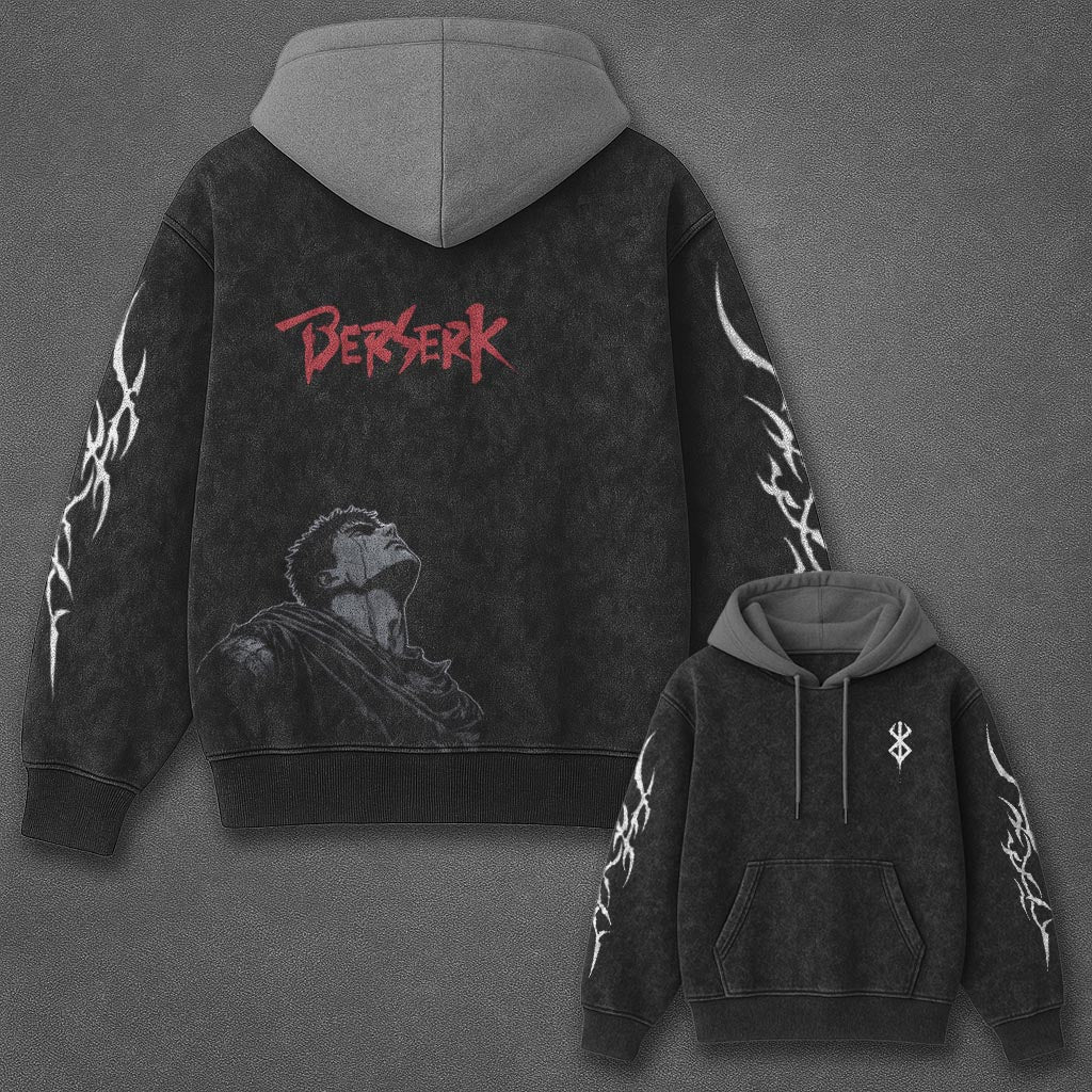 Berserk Classic Sleek Black and Gray Washed T-Shirt