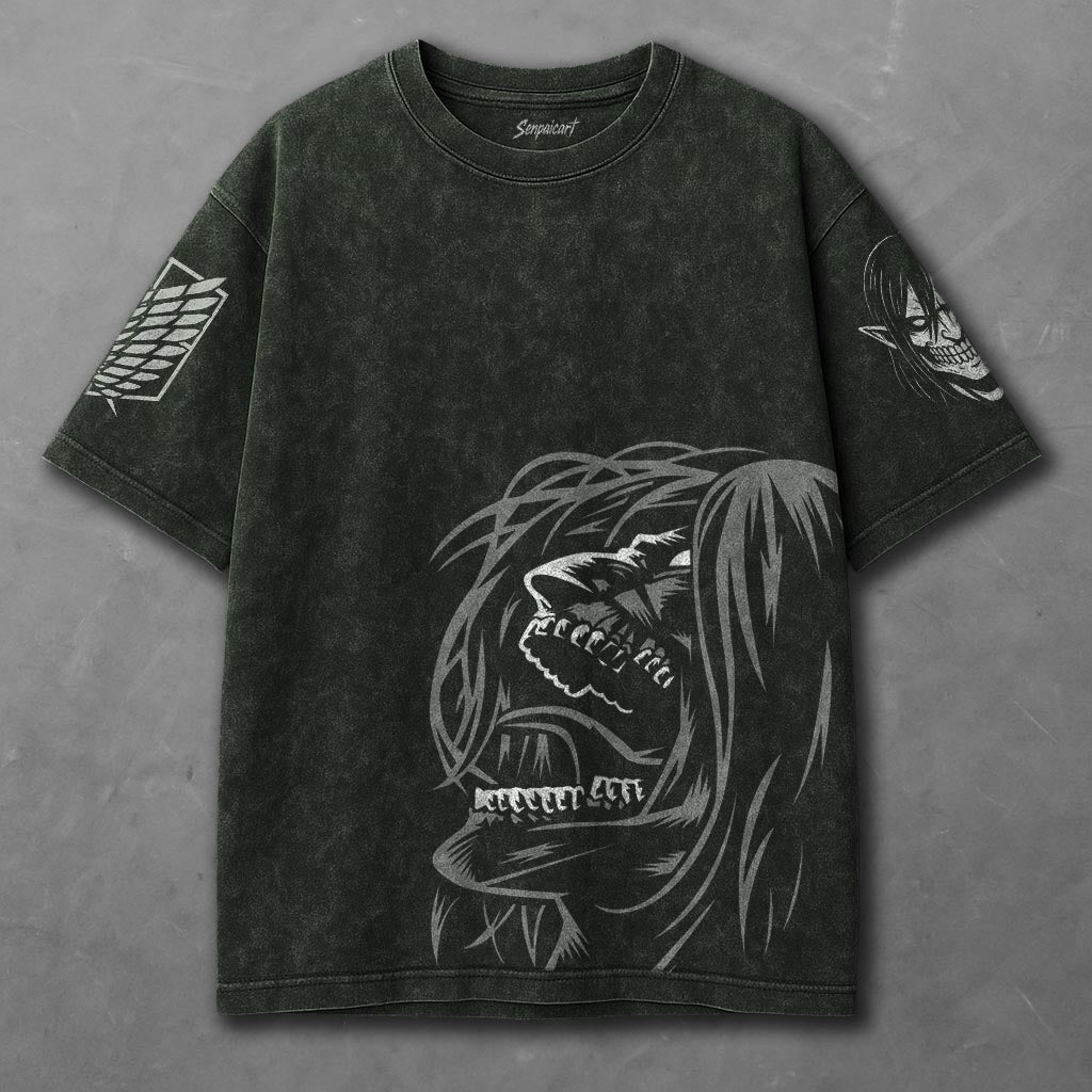 Attack on Titan Tunic-like Green Washed T-shirt