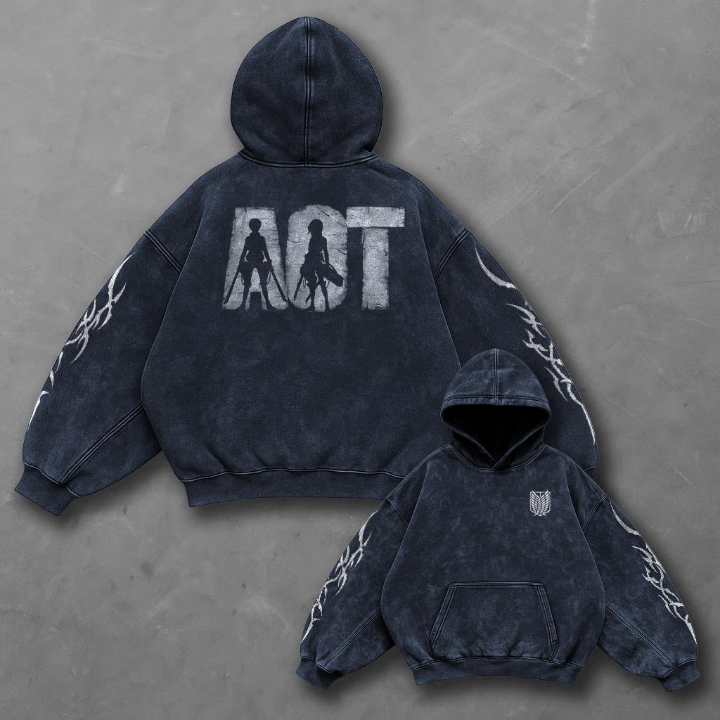 Attack on Titan Premium Blue Washed Hoodie