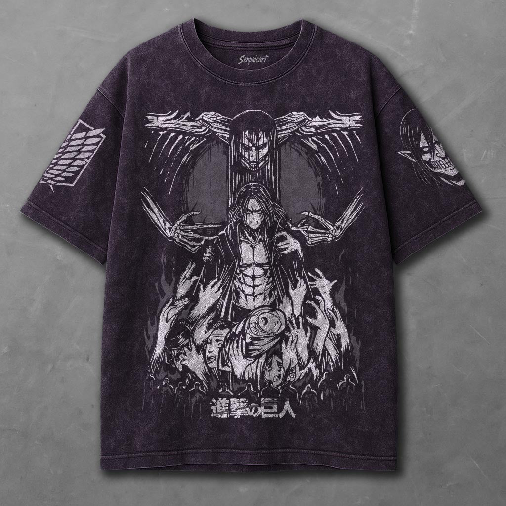 Attack on Titan Flowy Violet Washed T-shirt