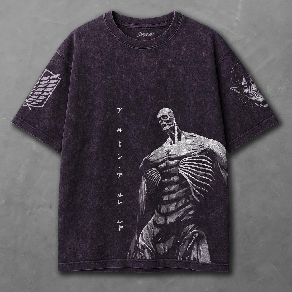Attack on Titan Elongated Violet Washed T-shirt
