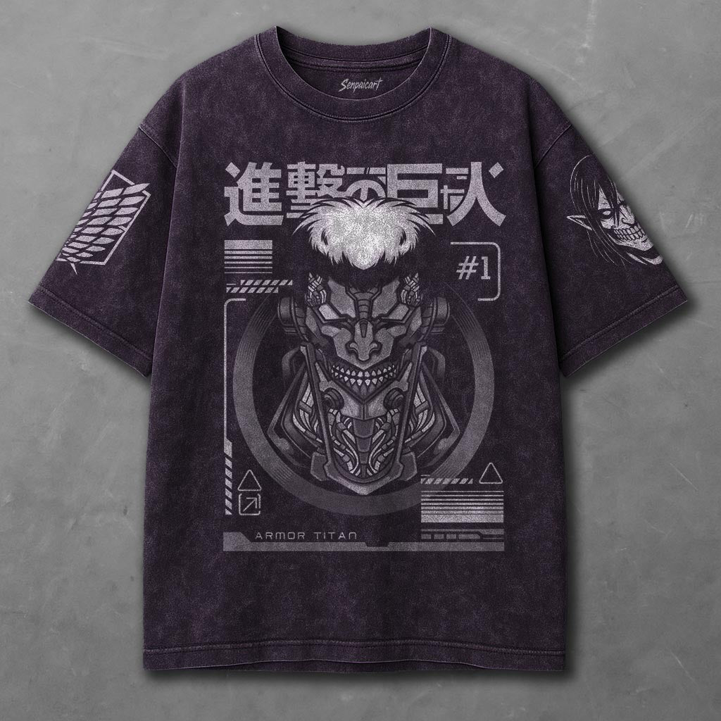 Attack on Titan Tunic-like Violet Washed T-shirt