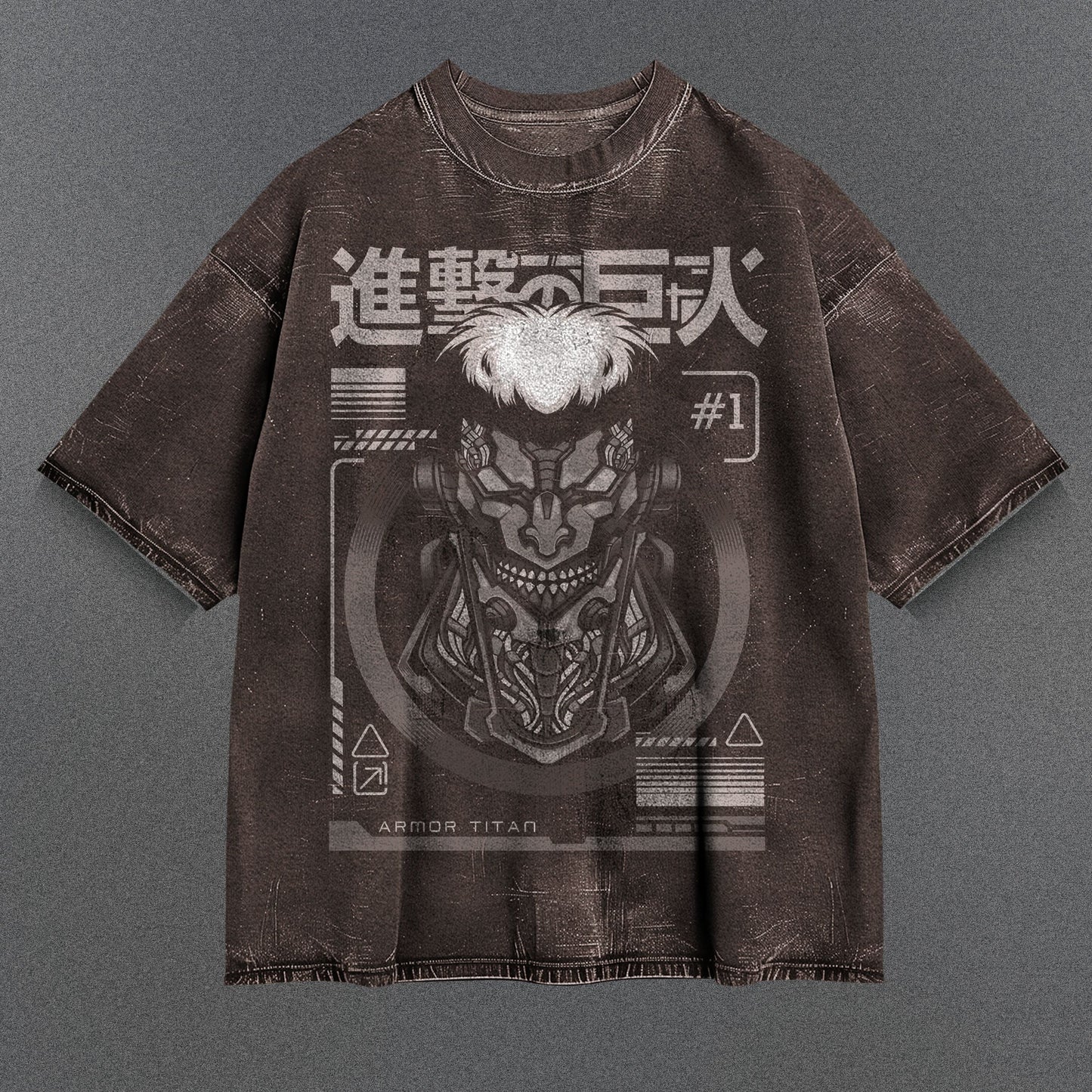 Attack on Titan Non-restrictive Brown Washed T-Shirt