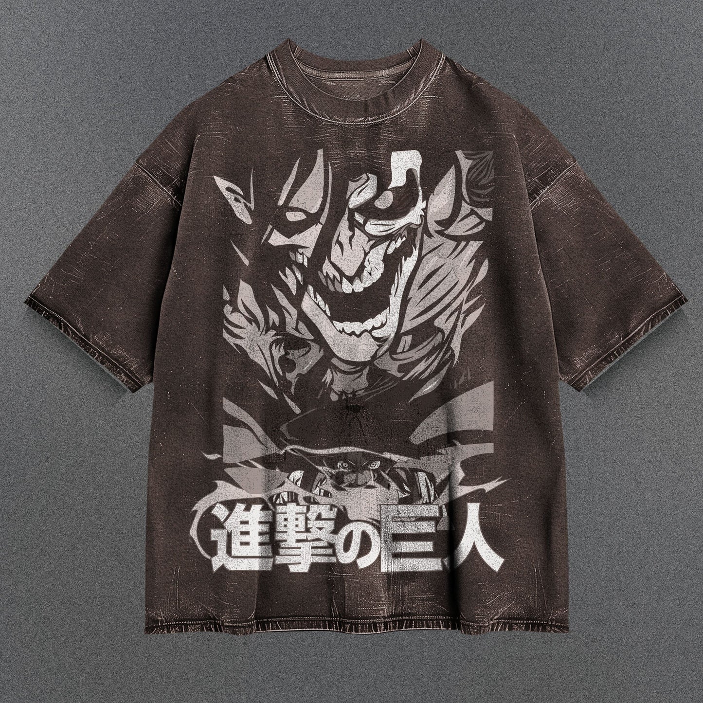 Attack on Titan Laid-back Brown Washed T-Shirt