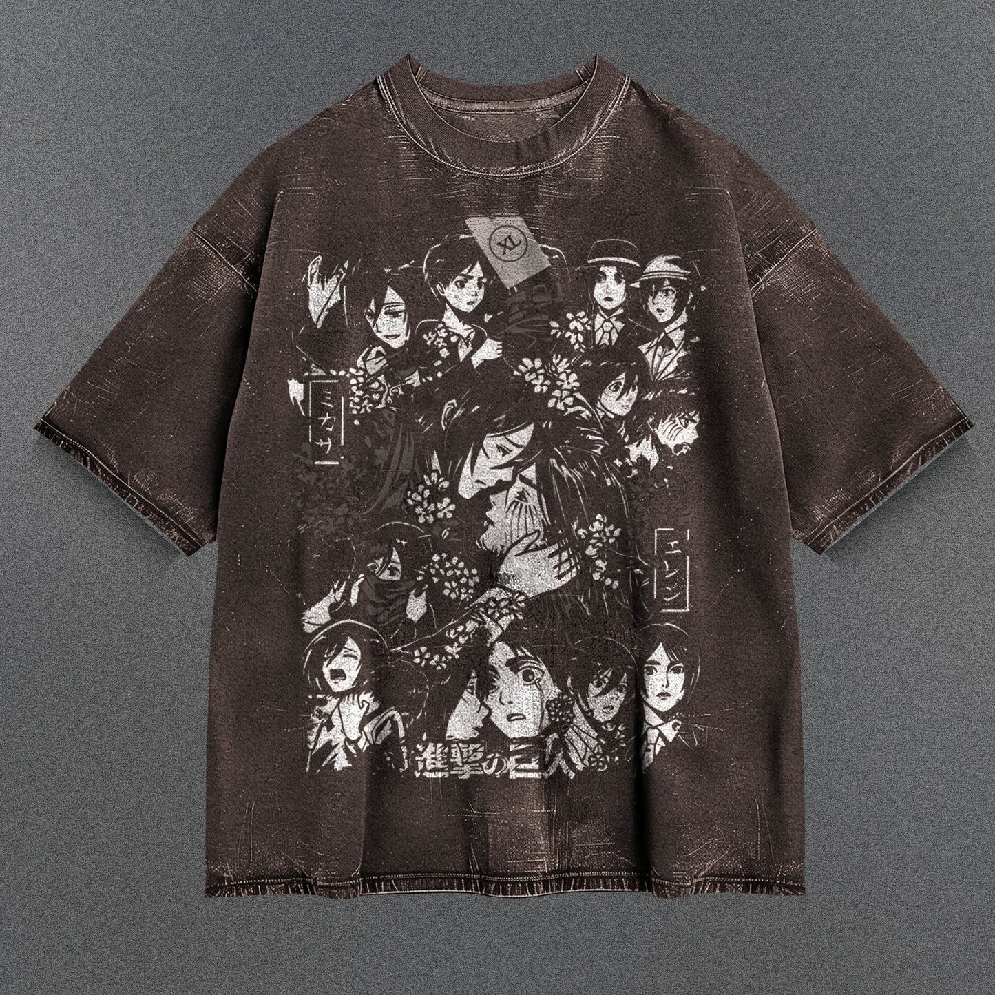 Attack on Titan Roomy Brown Washed T-Shirt