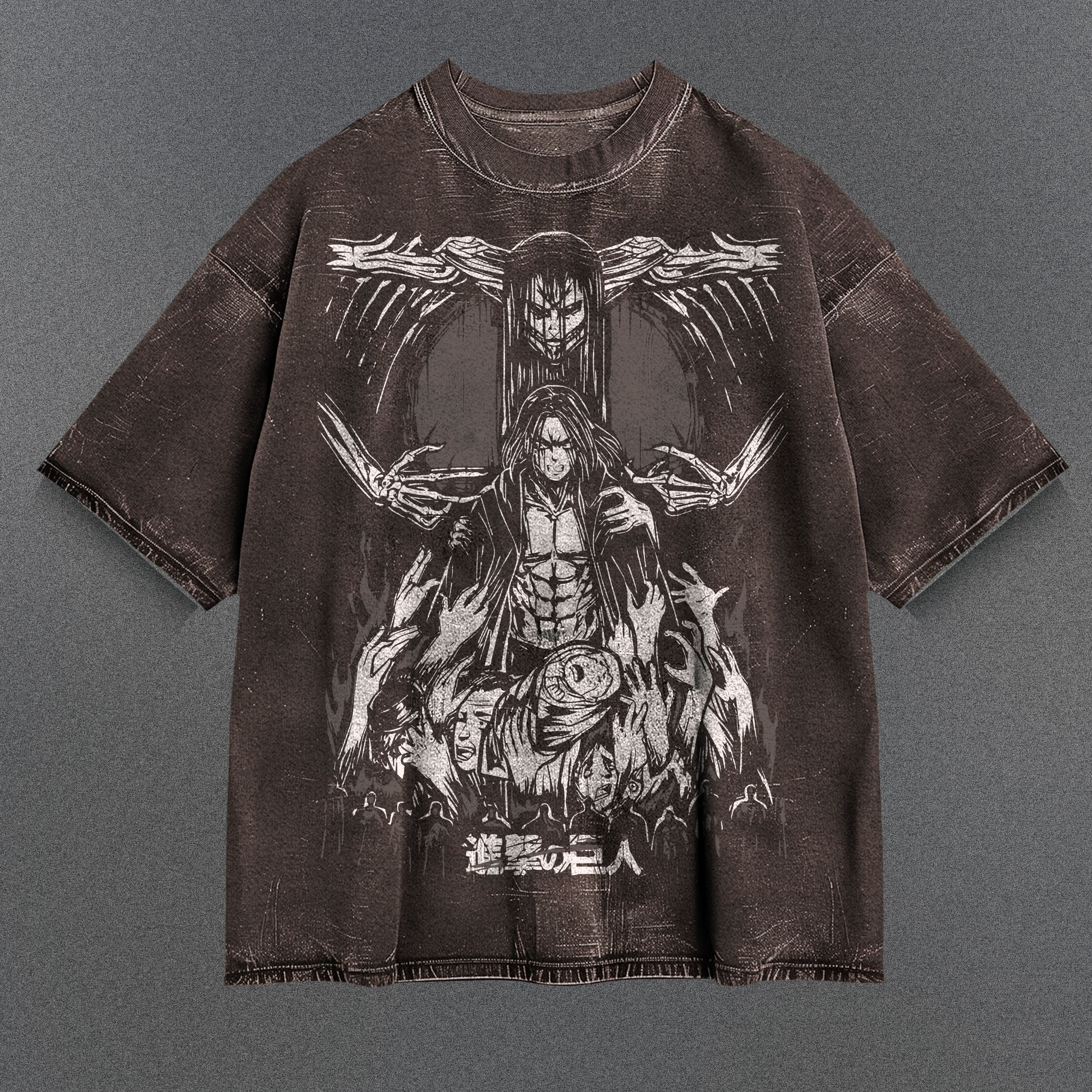Attack on Titan Relaxed Brown Washed T-Shirt