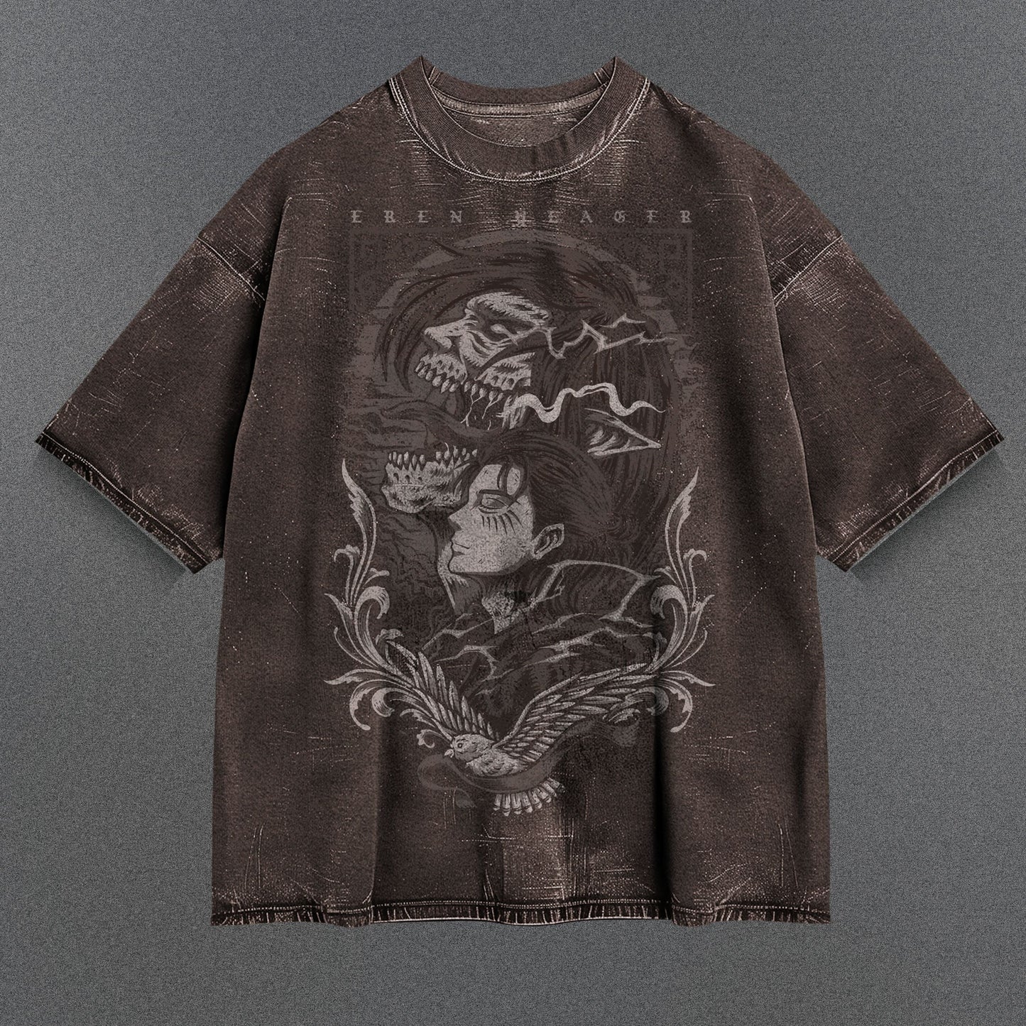 Attack on Titan Flattering Brown Washed T-Shirt
