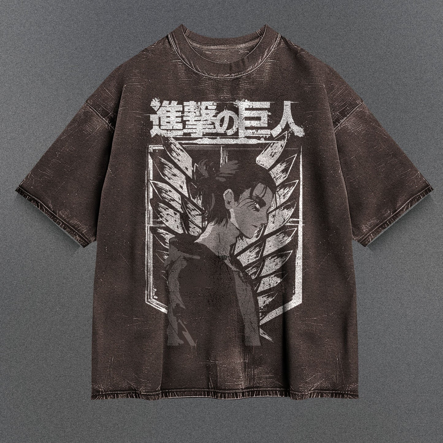 Attack on Titan Flowy Brown Washed T-Shirt