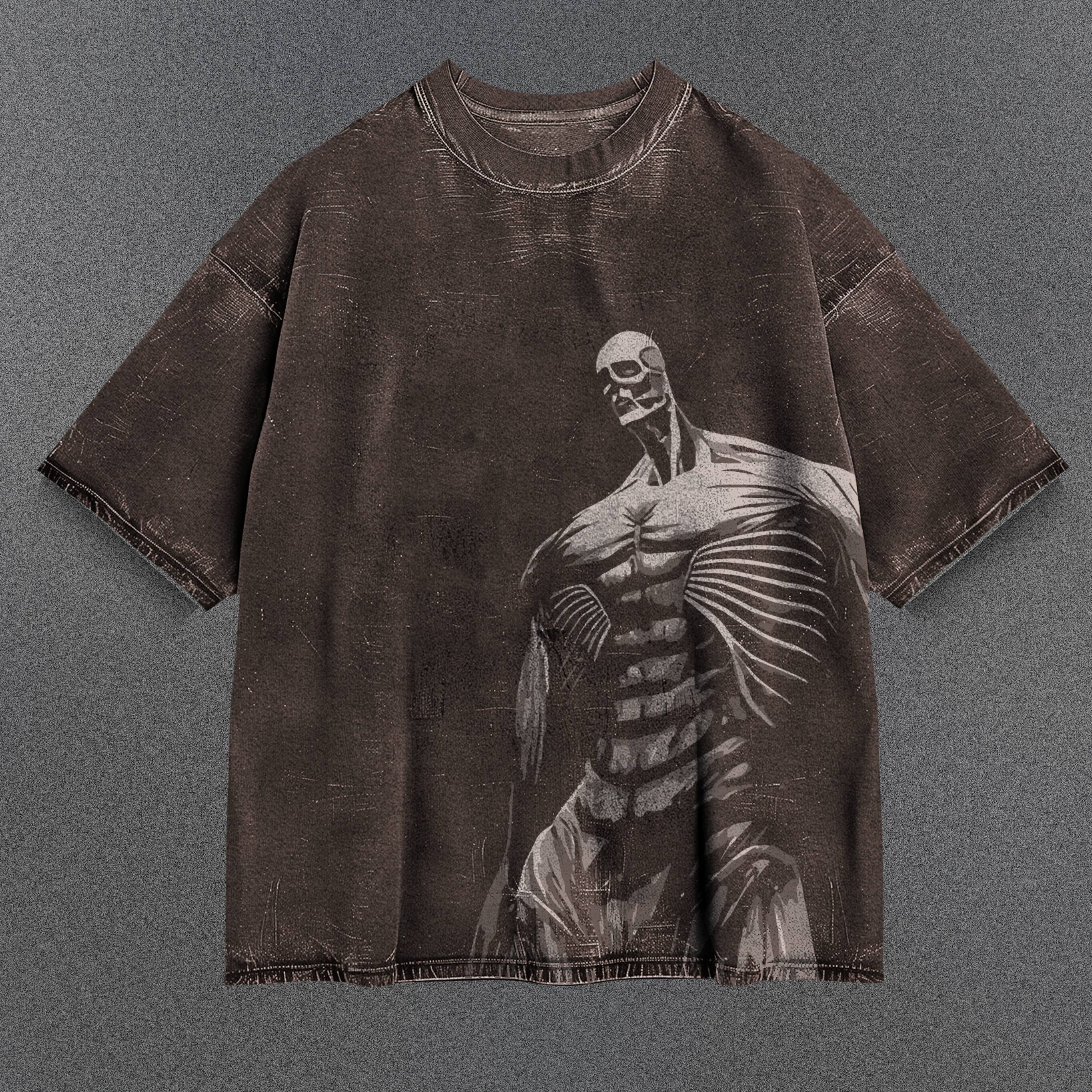 Attack on Titan Silky Brown Washed T-Shirt