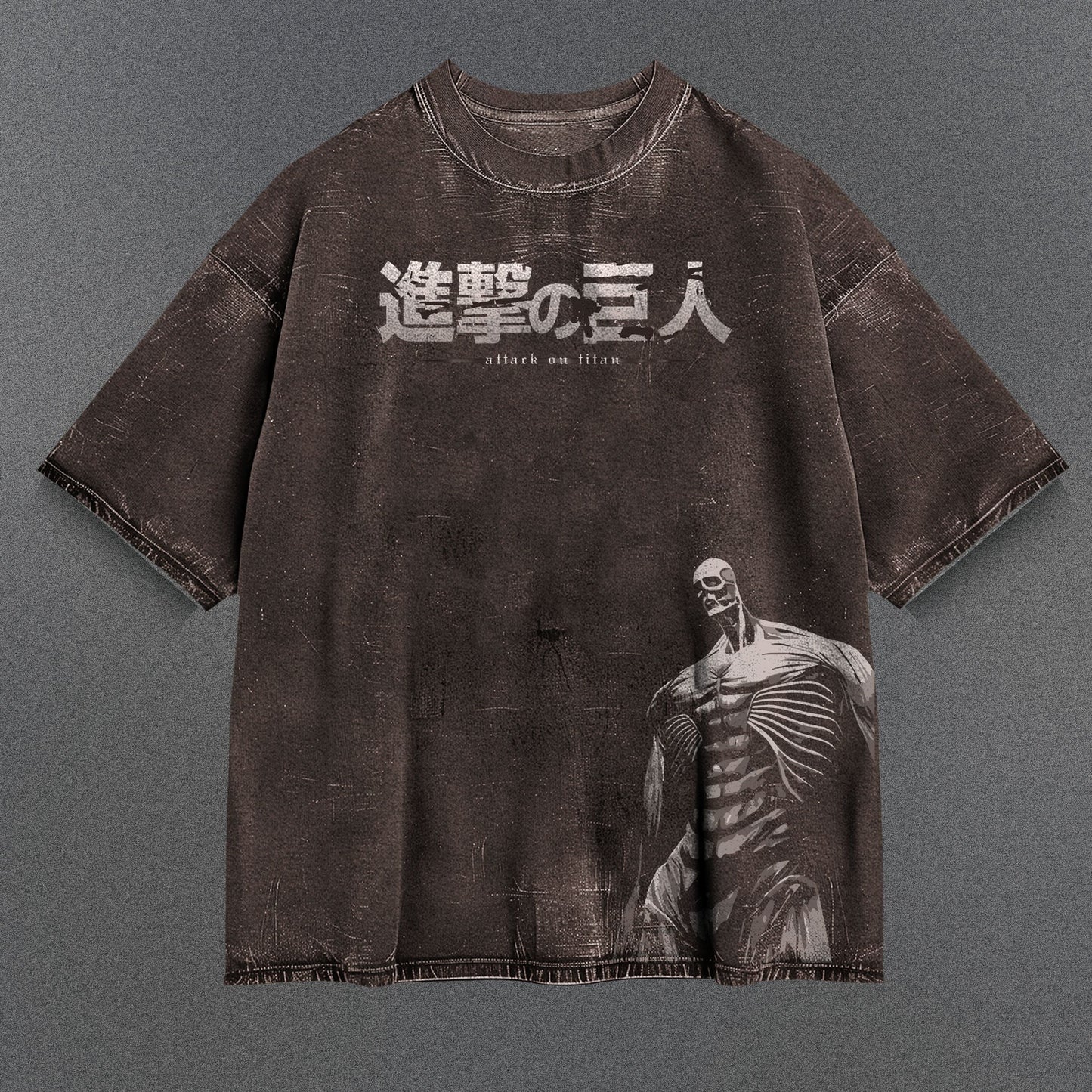 Attack on Titan Drapey Brown Washed T-Shirt