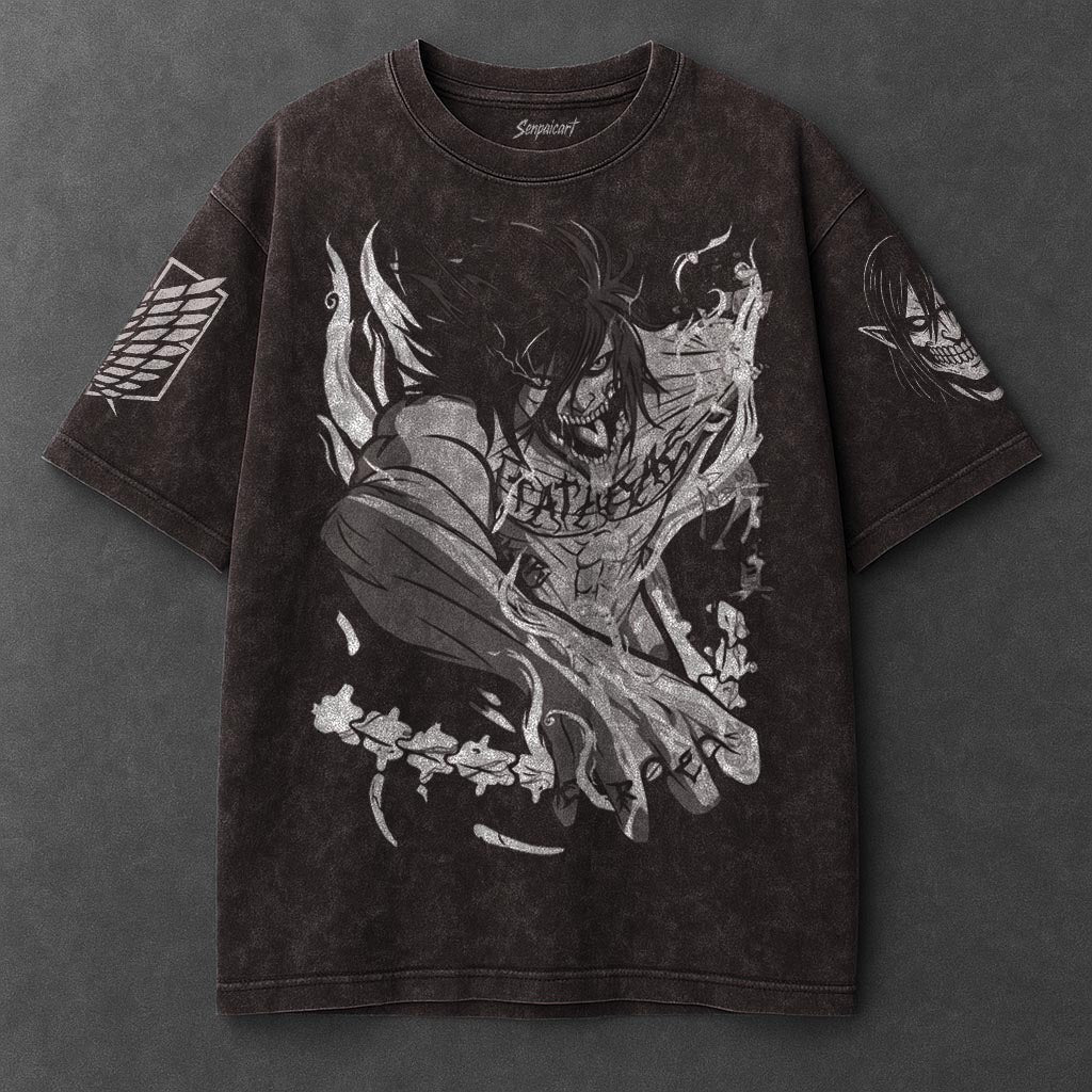 Attack on Titan Premium Flowy Brown Washed T-Shirt
