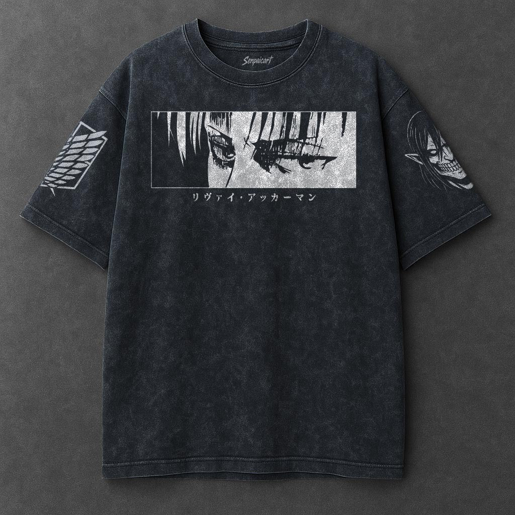 Attack on Titan Premium Drapey Navy Blue Washed T-Shirt