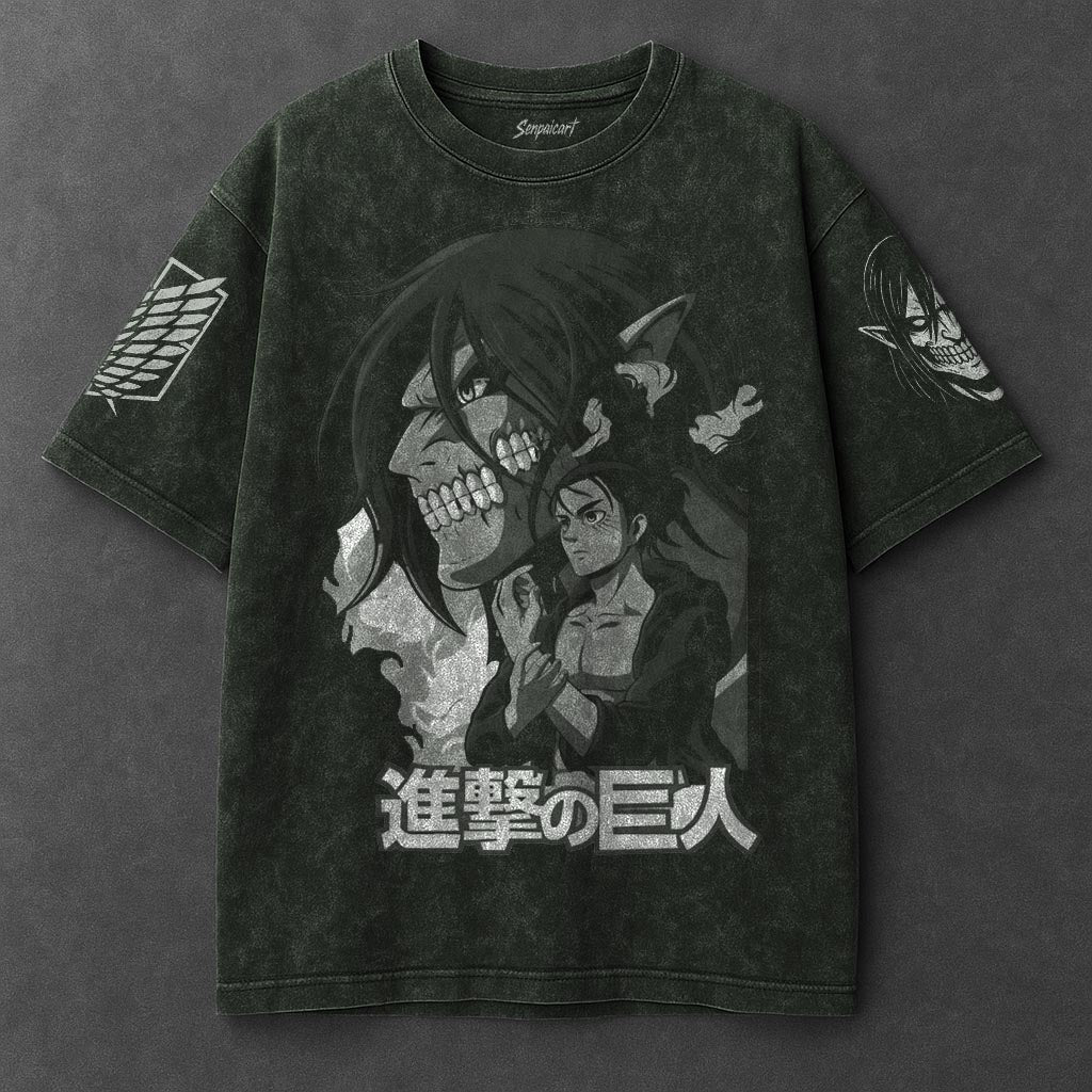 Attack on Titan Premium Comfy Vintage Green Washed T-Shirt