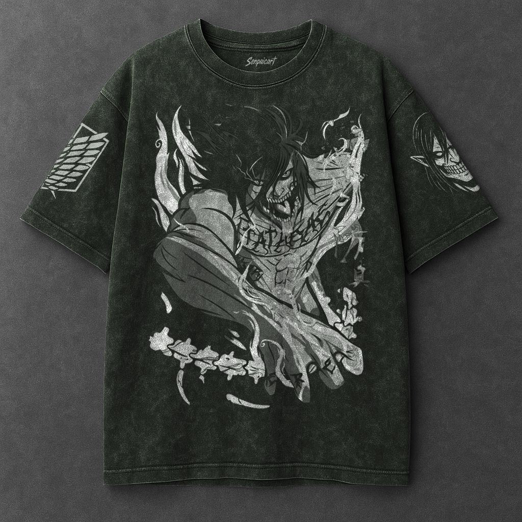 Attack on Titan Premium Soft Vintage Green Washed T-Shirt