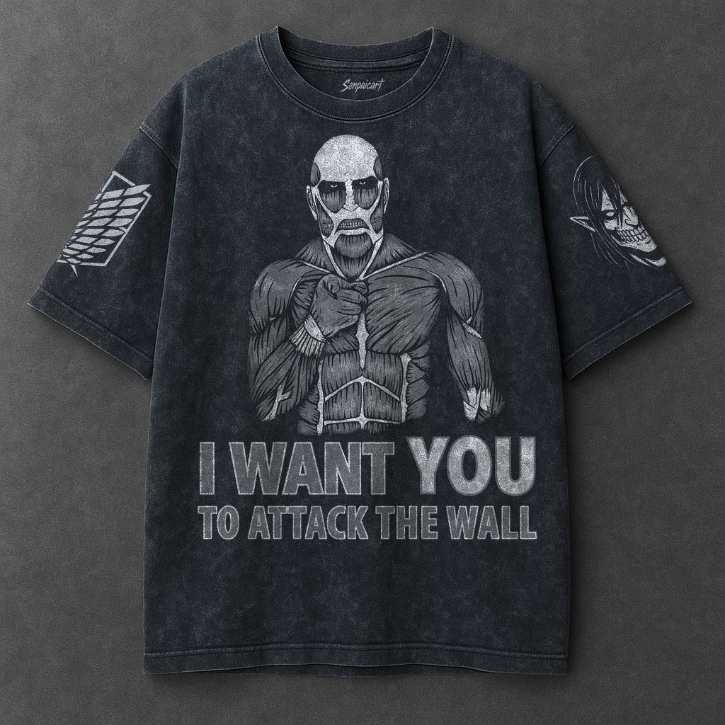 Attack on Titan Premium Effortless Navy Blue Washed T-Shirt