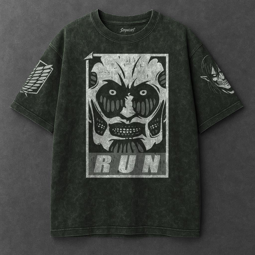 Attack on Titan Premium Drapey Vintage Green Washed T-Shirt