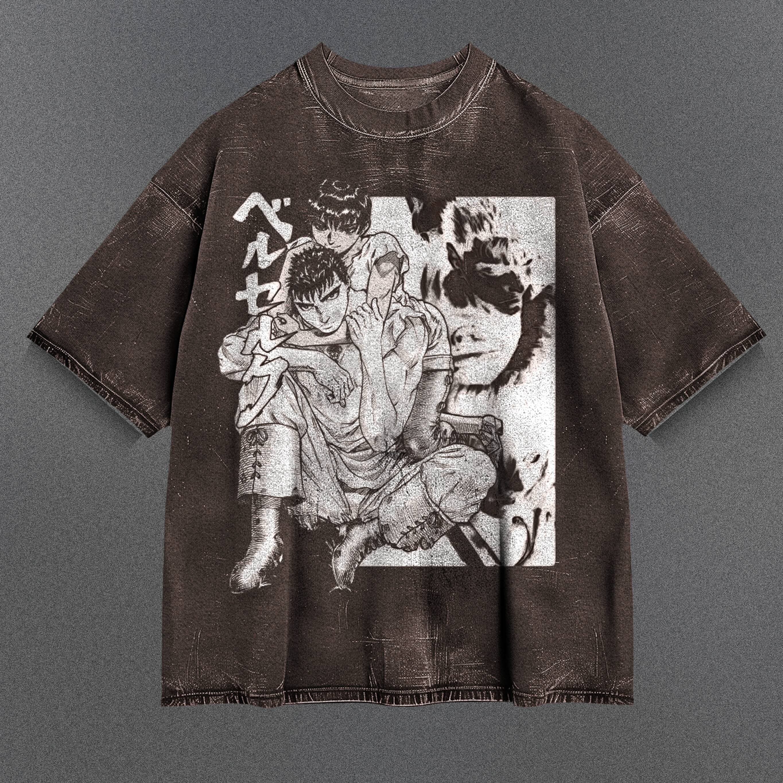 Berserk Minimalist Brown Washed T-Shirt