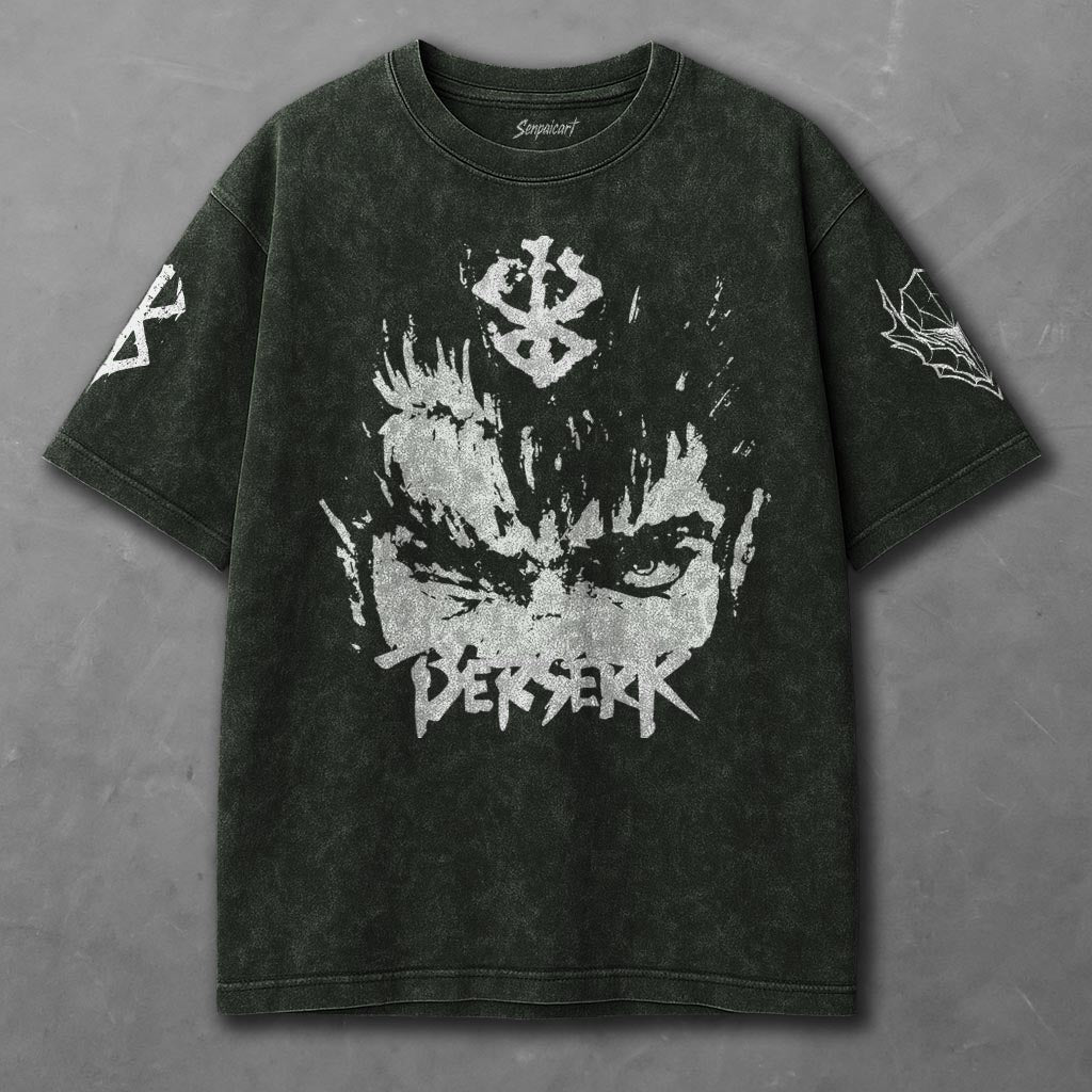 Berserk Stylish Green Washed T-Shirt