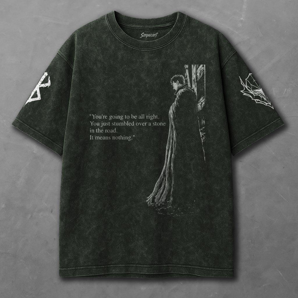 Berserk Extended Green Washed T-Shirt
