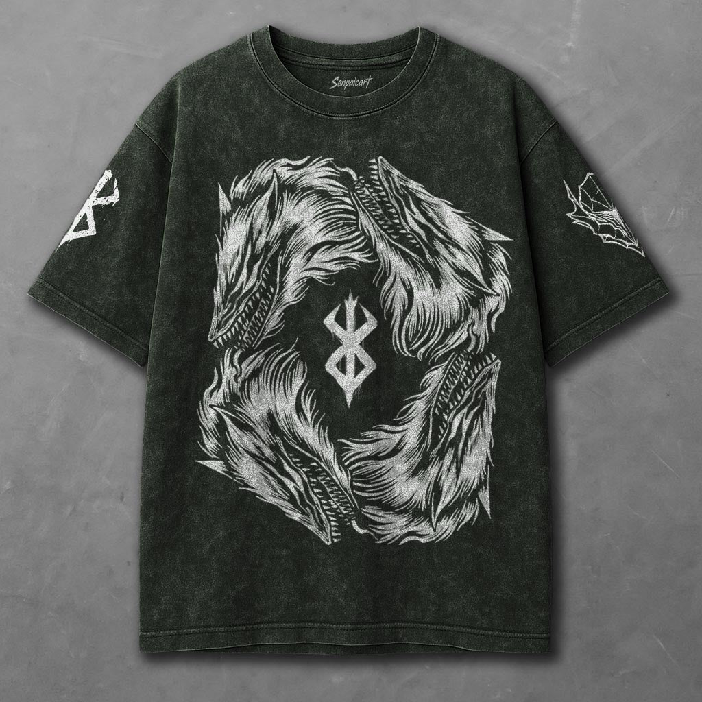 Berserk Minimalist Green Washed T-Shirt