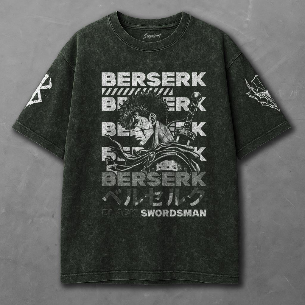 Berserk Oversized Green Washed T-Shirt