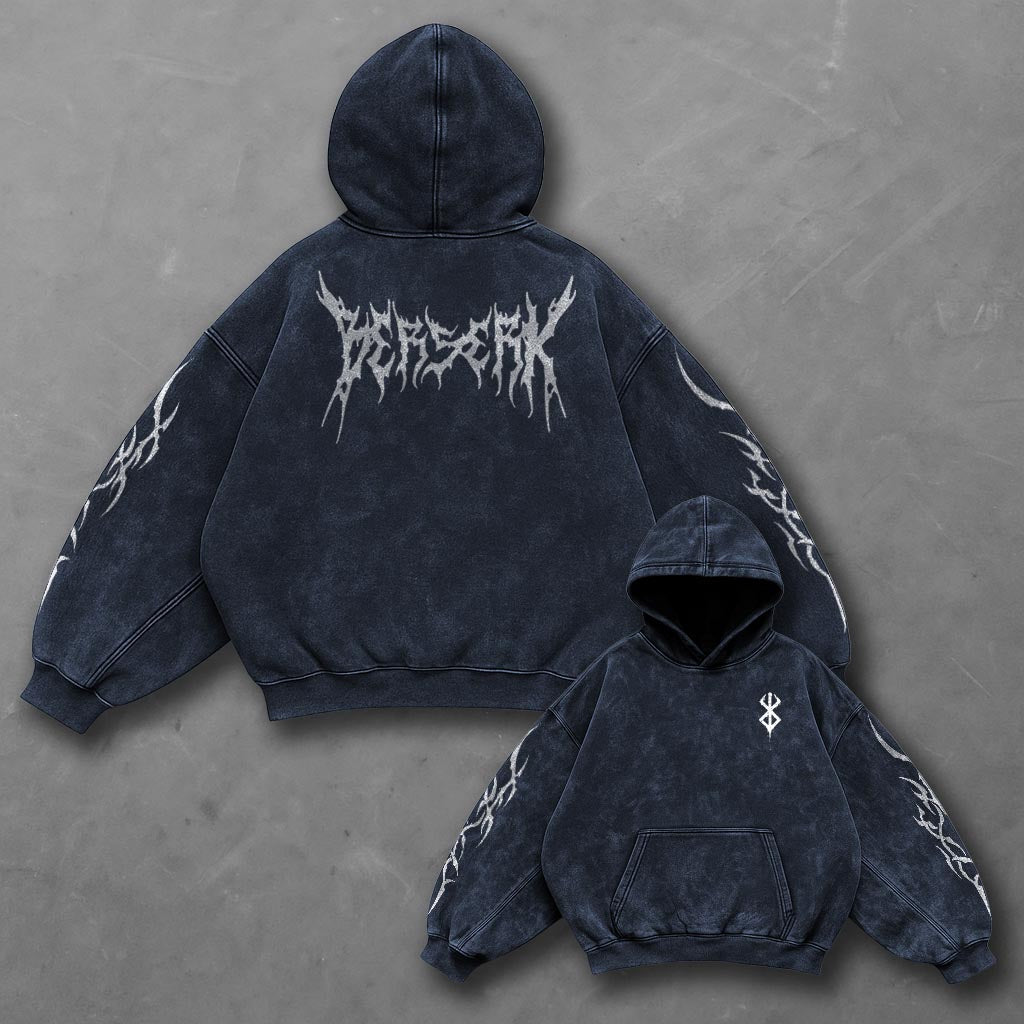 Berserk Bold Blue Washed Hoodie