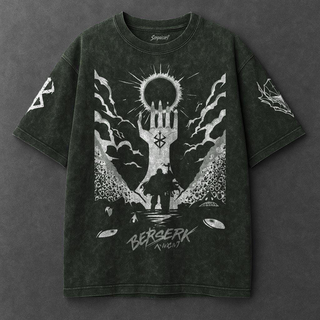 Berserk Premium Casual Vintage Green Washed T-Shirt