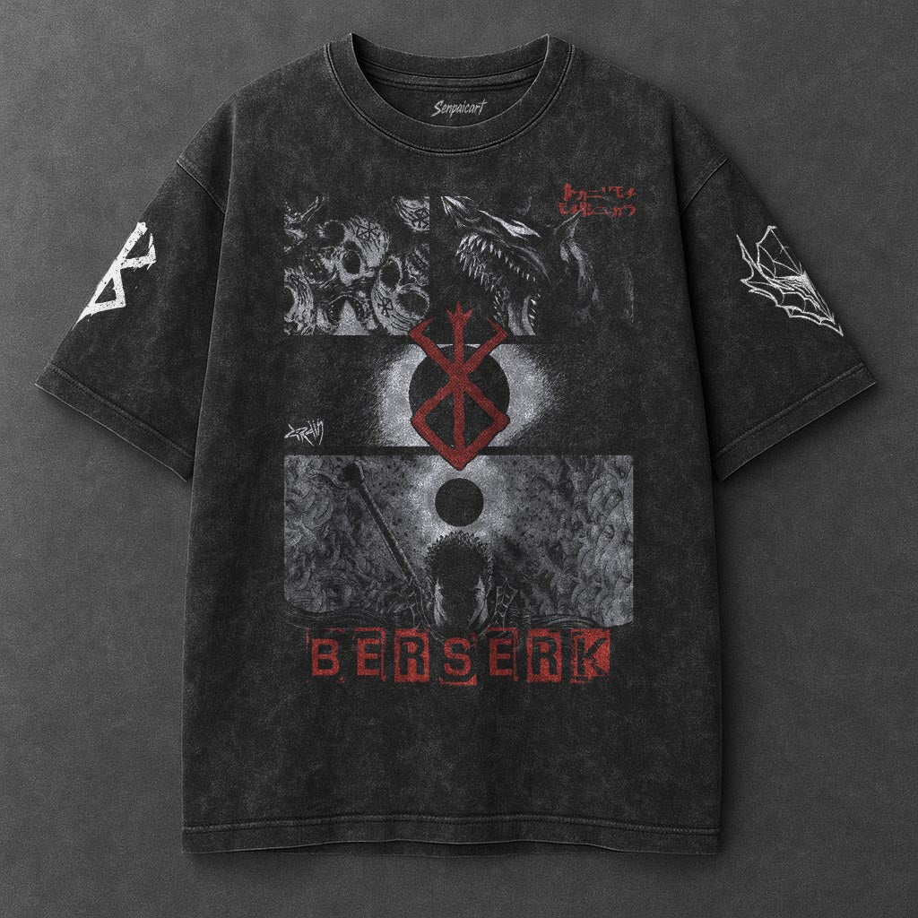 Berserk Premium Loose Black Washed T-Shirt