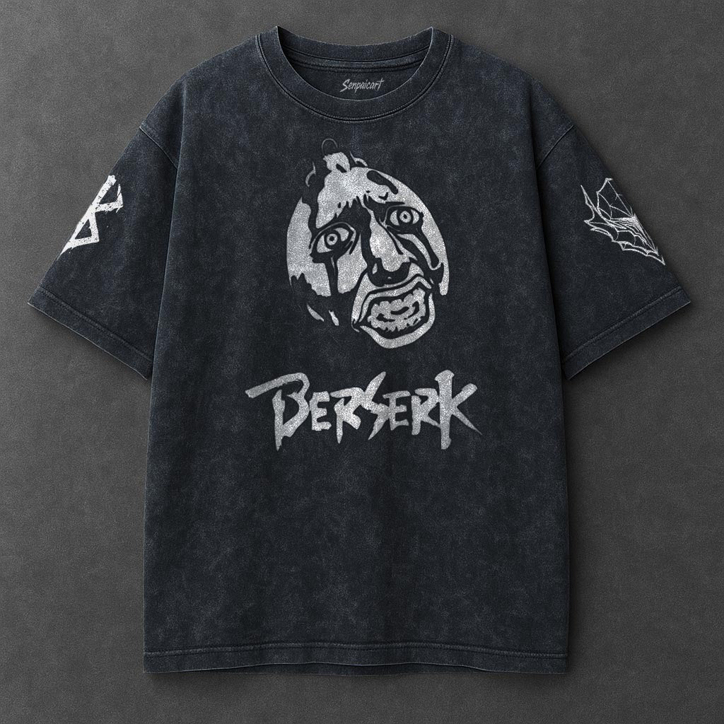 Berserk Premium Airy Navy Blue Washed T-Shirt
