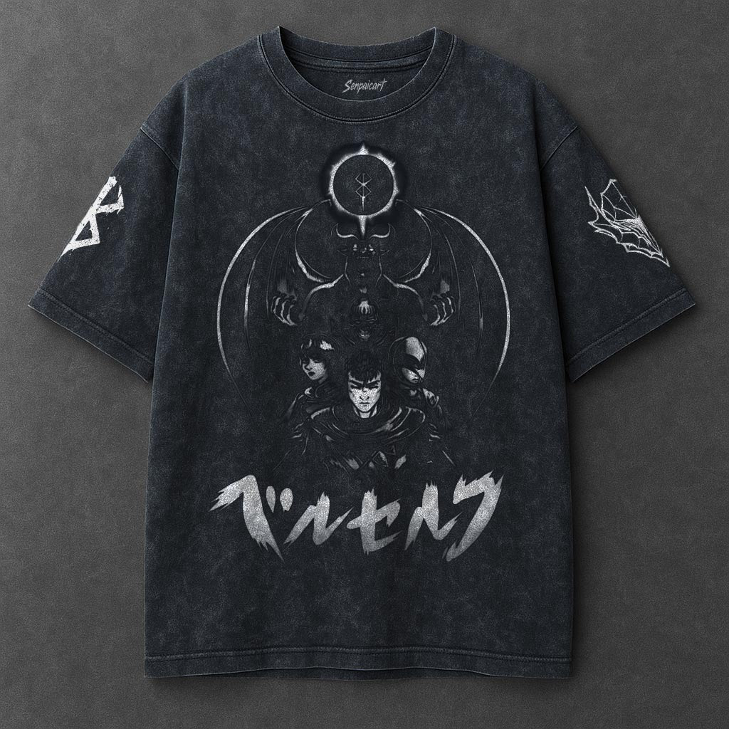 Berserk Premium Cozy Navy Blue Washed T-Shirt