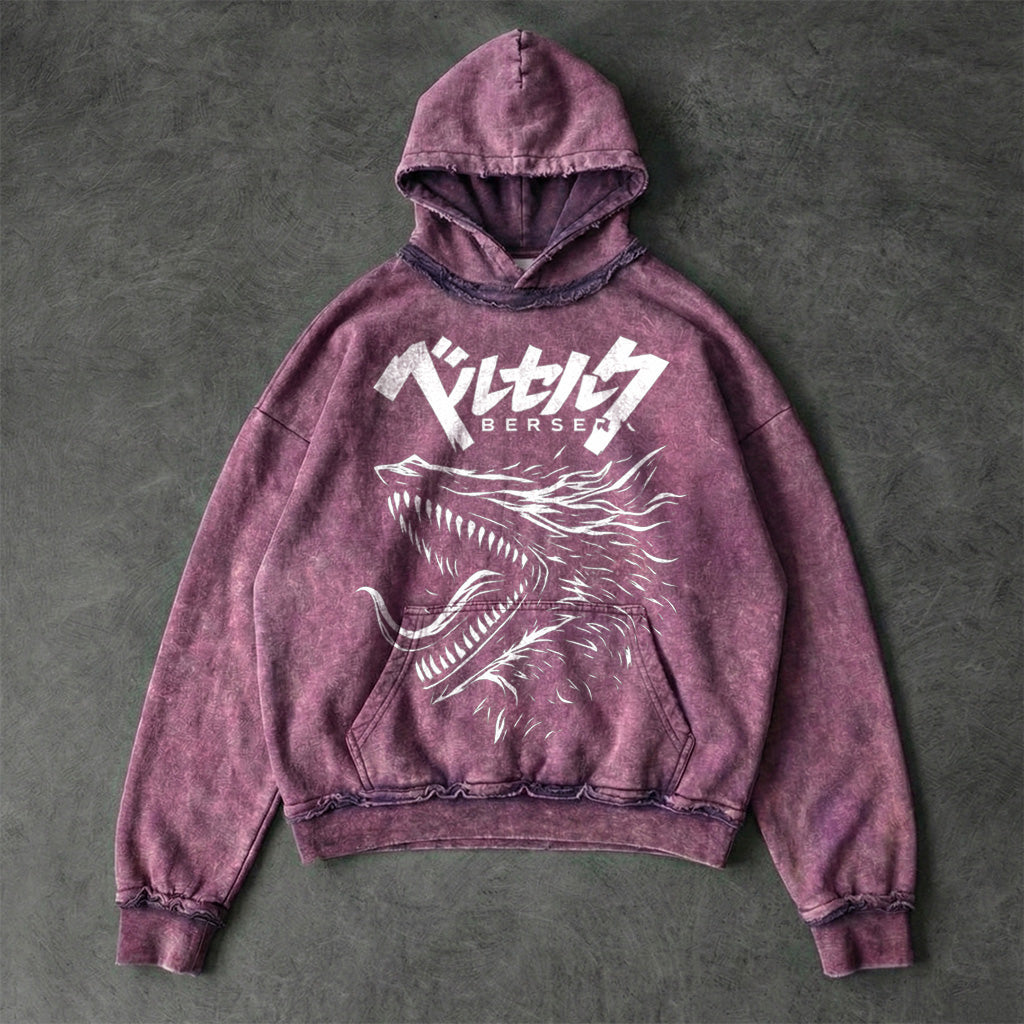 Berserk Badass Faded Plum Washed Hoodie