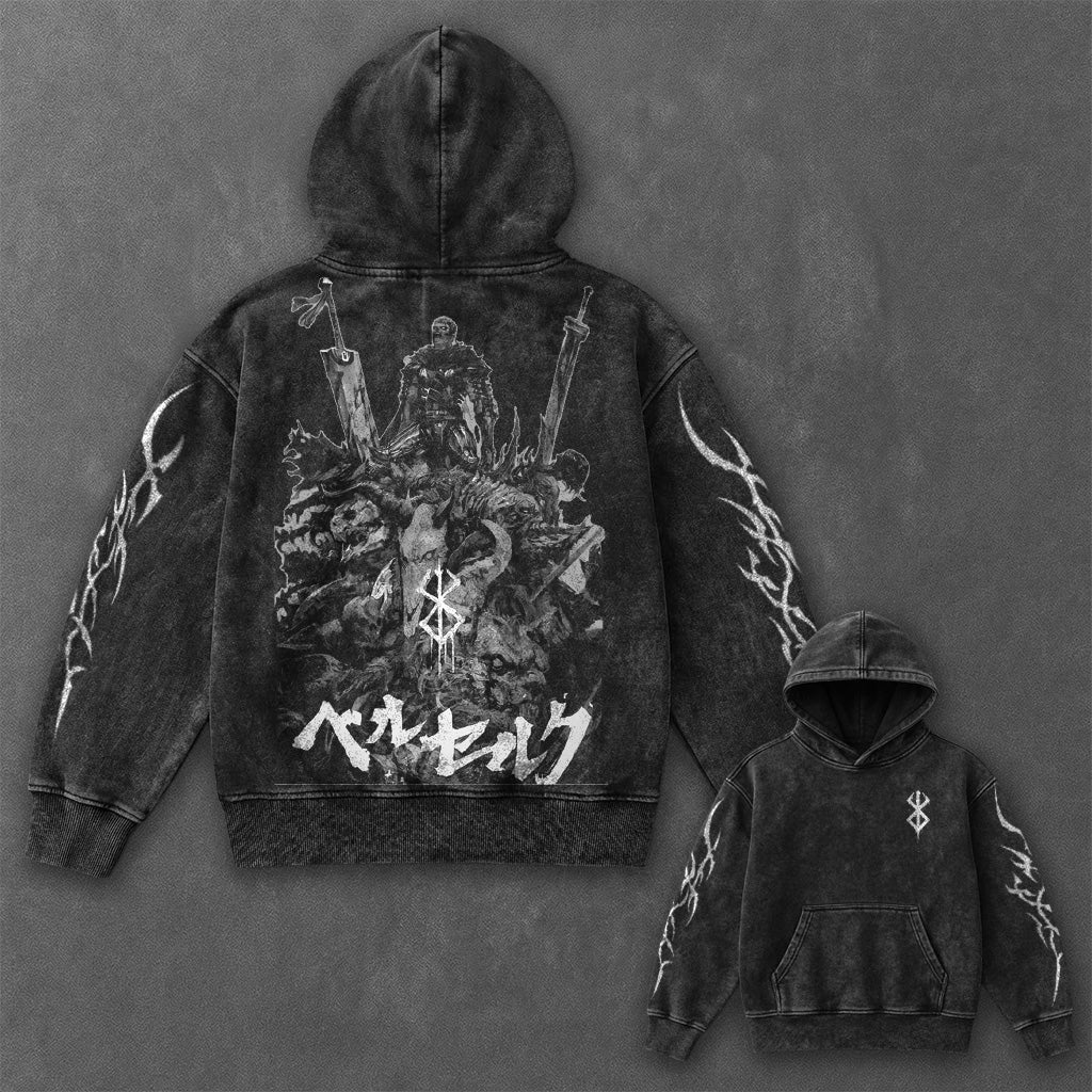 Berserk Essential Minimal Black Washed Hoodie